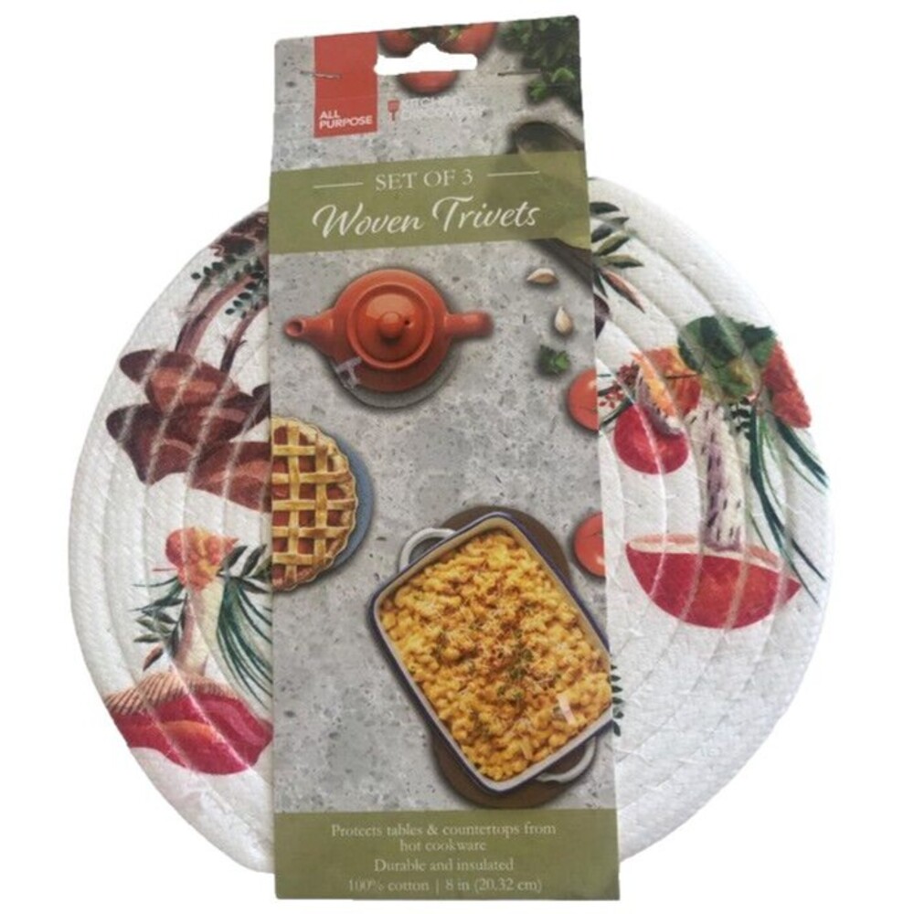 Mushroom Braided Trivets Woven Hot Pad Mushrooms Kitchen Brown 8 Inch Set Of 3
